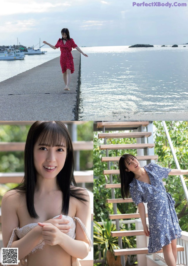 A woman in a red dress is posing for a picture.