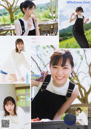 A woman in a white shirt is posing for a magazine.
