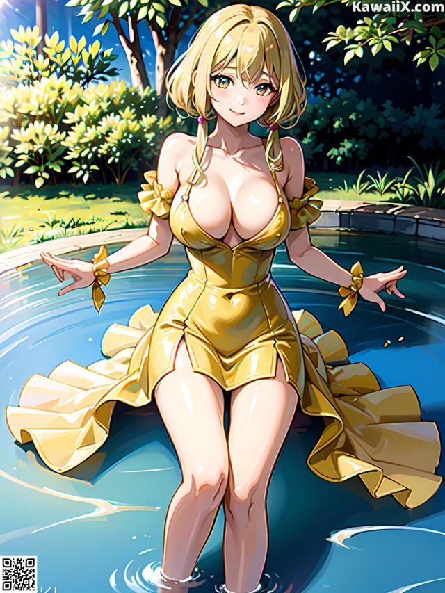 Hentai - 华彩繁花 Set 2 20230602 Part 14 No.4982eb A woman in a yellow dress is standing in a pool.