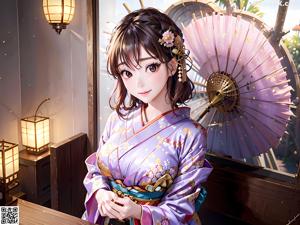 A woman in a kimono is posing for a picture.