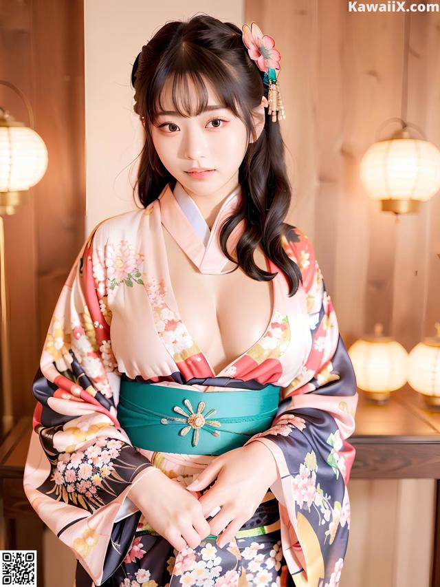 A woman in a kimono posing for a picture.